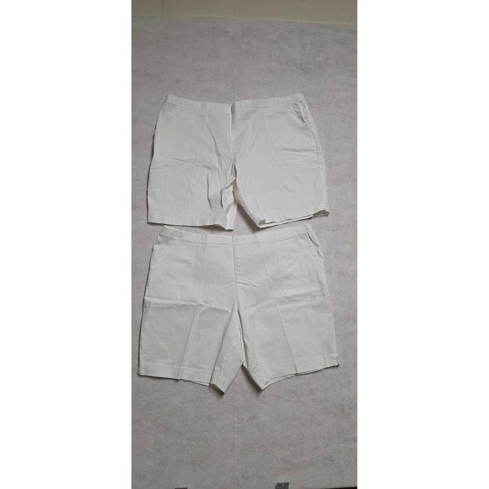 Just My Size Women 4X White Pull On Elastic Waist Shorts 2 Pack